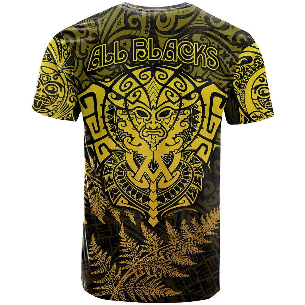 New Zealand Rugby T-Shirt Silver Fern All Black Mix Ta Moko Gold Style Graphic Tee