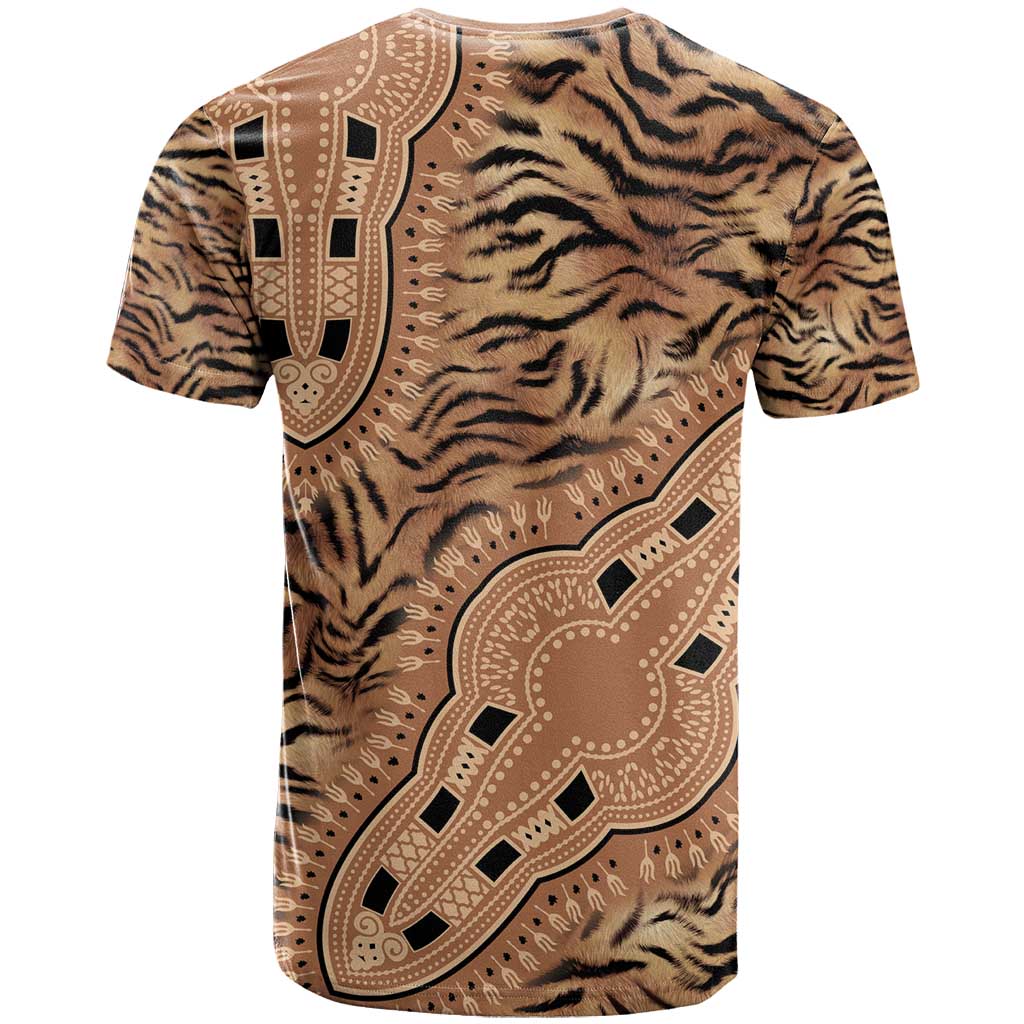 Africa Tiger Mix Dashiki Tribal Pattern T-Shirt Graphic Tee
