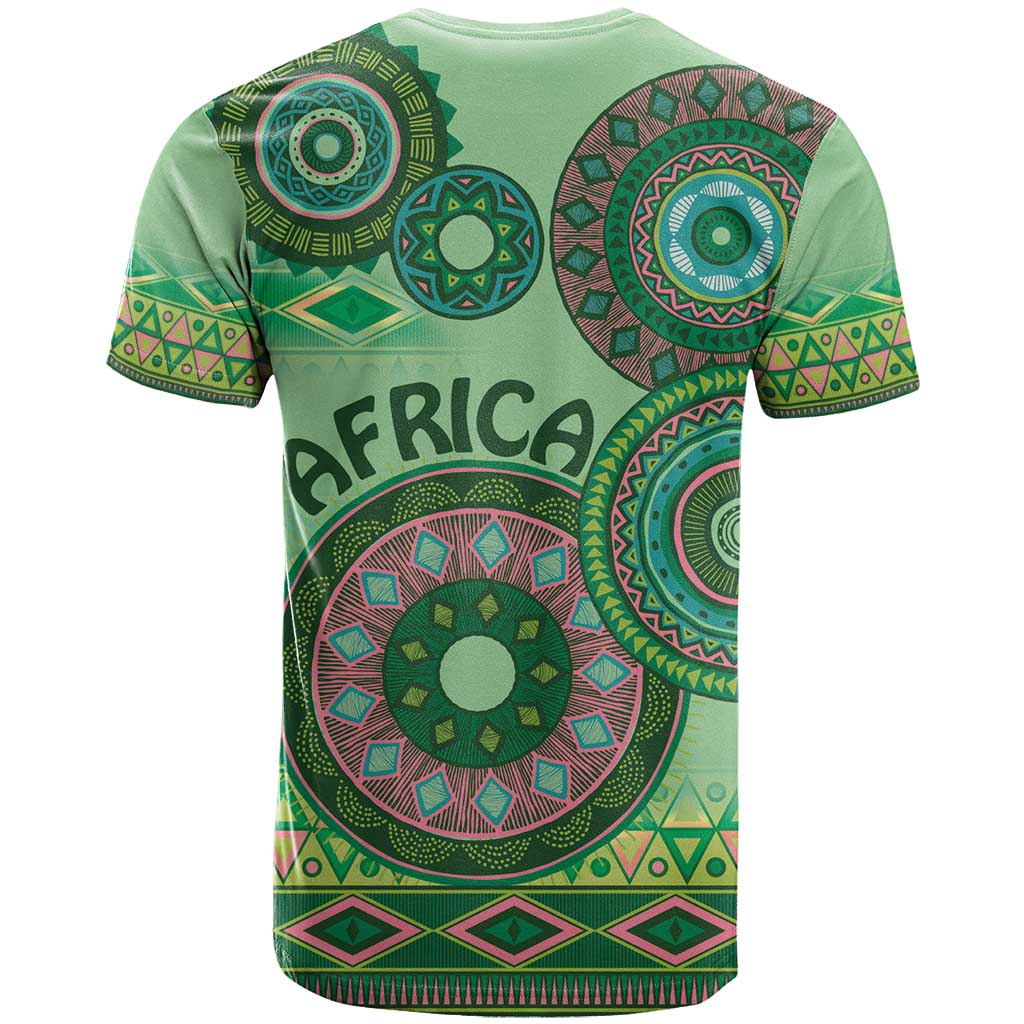 Africa Tribal Traditional Pattern T-Shirt Green Motif Graphic Tee