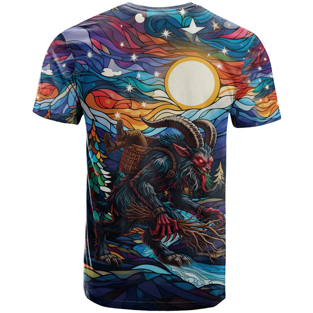Stained Glass Krampus T-Shirt Folklore Horror Art Graphic Tee