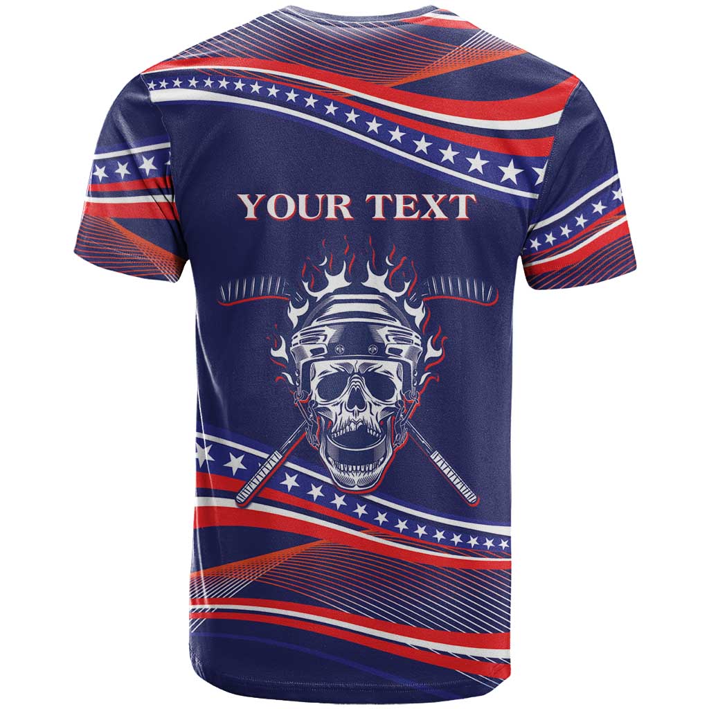 Personalized USA Hockey T-Shirt Losing Teeth Winning Wars Since 1776 Blue Graphic Tee