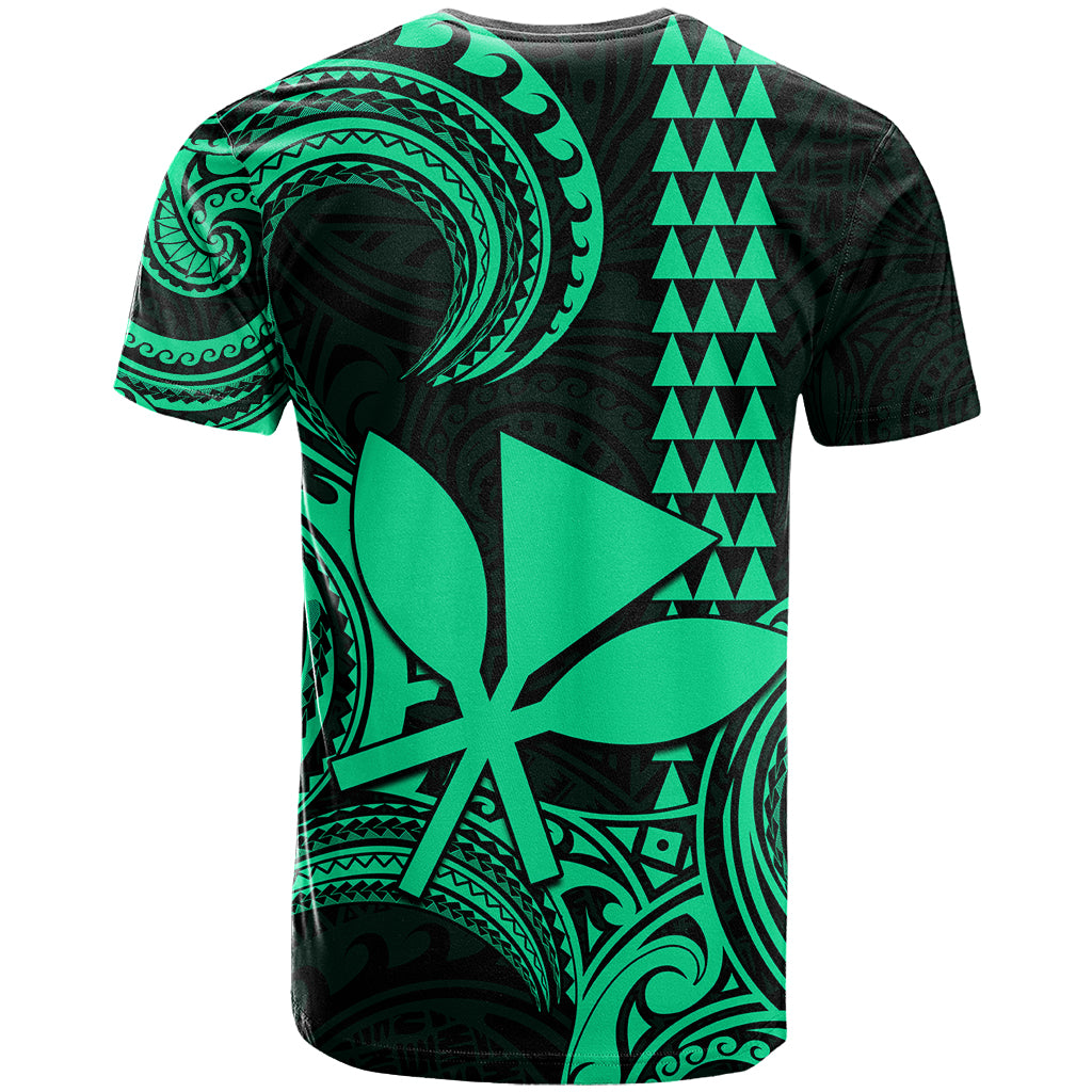 Custom Hawaii T-Shirt Paradise of the Pacific Tribal Kakau for King Kamehameha Day - Green Graphic Tee