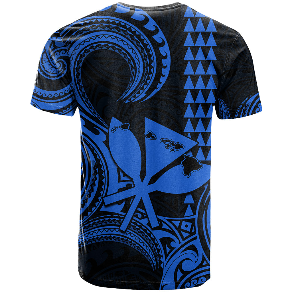 Custom Happy King Kamehameha Day Hawaii T-Shirt Paradise of the Pacific Tribal Kakau with Kanaka Maoli - Blue Graphic Tee