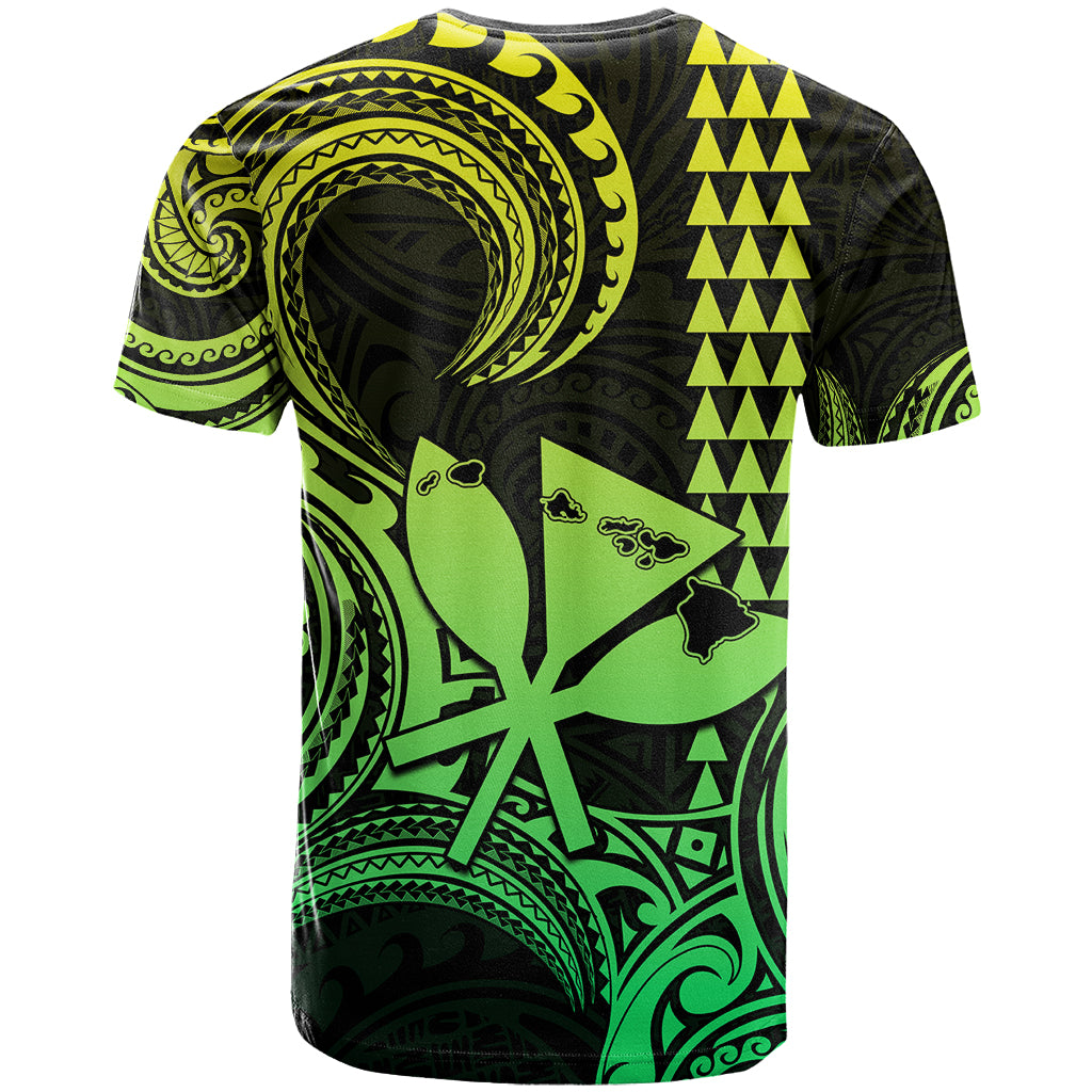 Custom Happy King Kamehameha Day Hawaii T-Shirt Paradise of the Pacific Tribal Kakau with Kanaka Maoli - Lime Graphic Tee