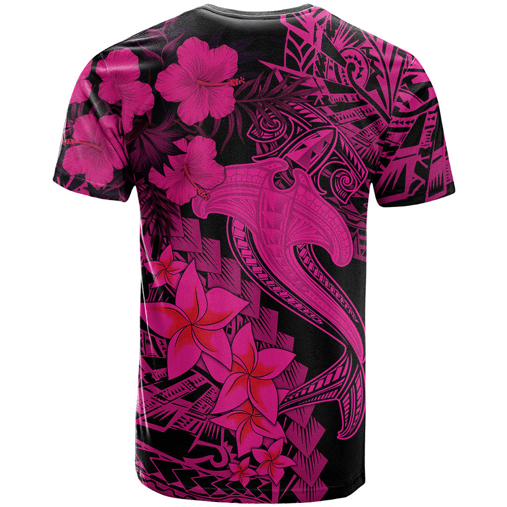 Aloha Hawaii T-Shirt Hammerhead Shark Tattoo Polynesian Summer - Pink Graphic Tee