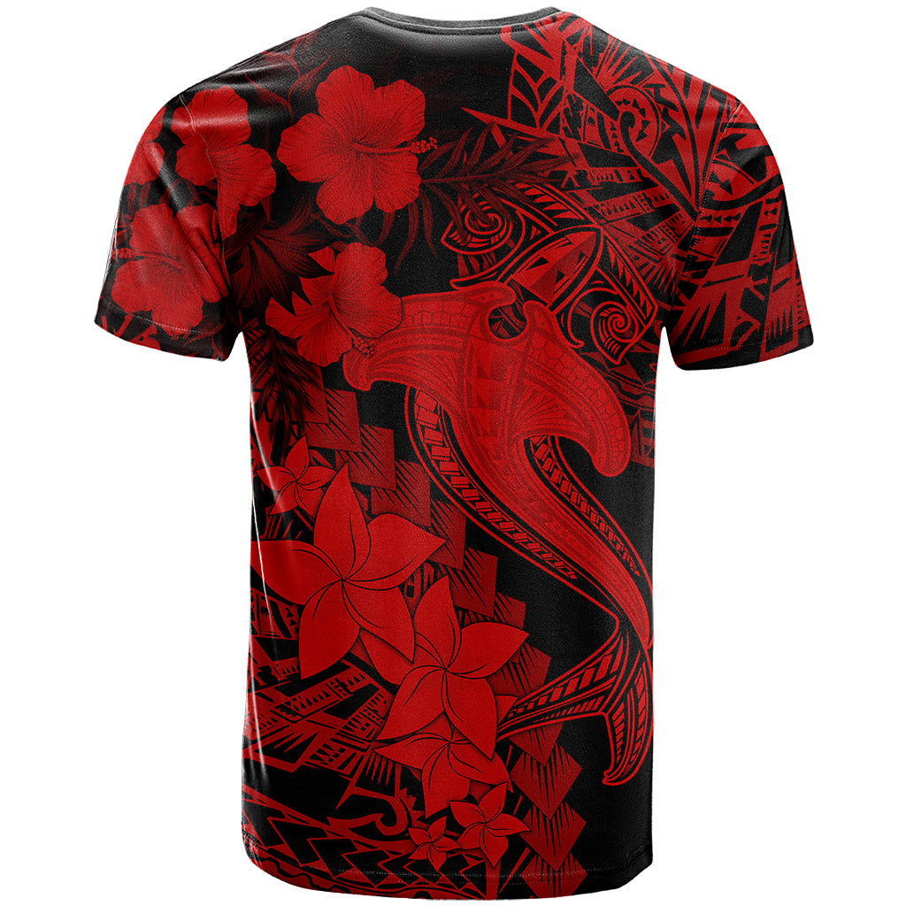 Aloha Hawaii T-Shirt Hammerhead Shark Tattoo Polynesian Summer - Red Graphic Tee