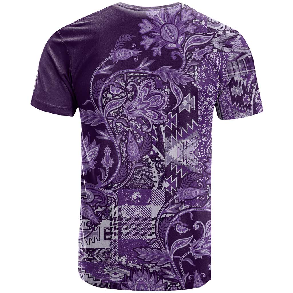 Africa Floral mix Maasai Shuka T-Shirt Purple Moitf Graphic Tee
