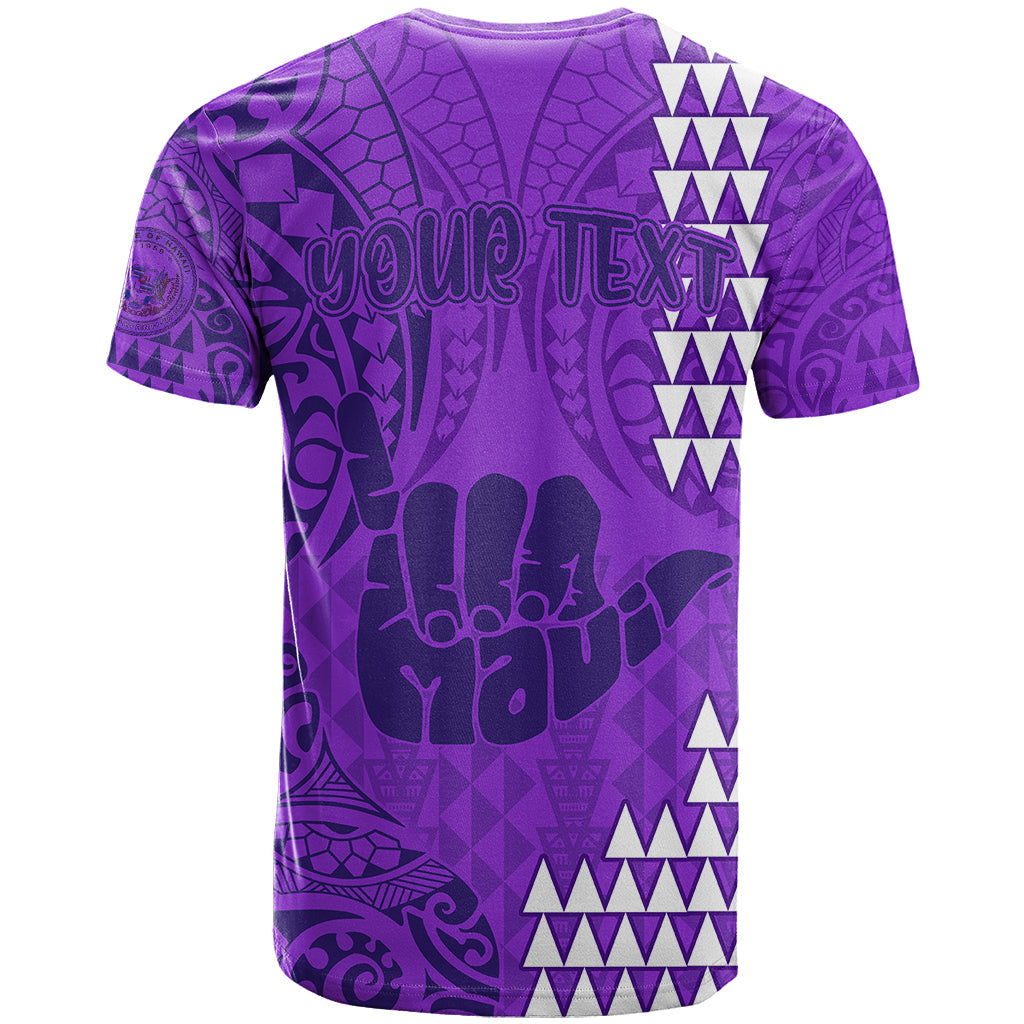Personalised Strong Maui T-Shirt Good Living Hawaii with Shaka Sign Kakau Tribal Purple Graphic Tee