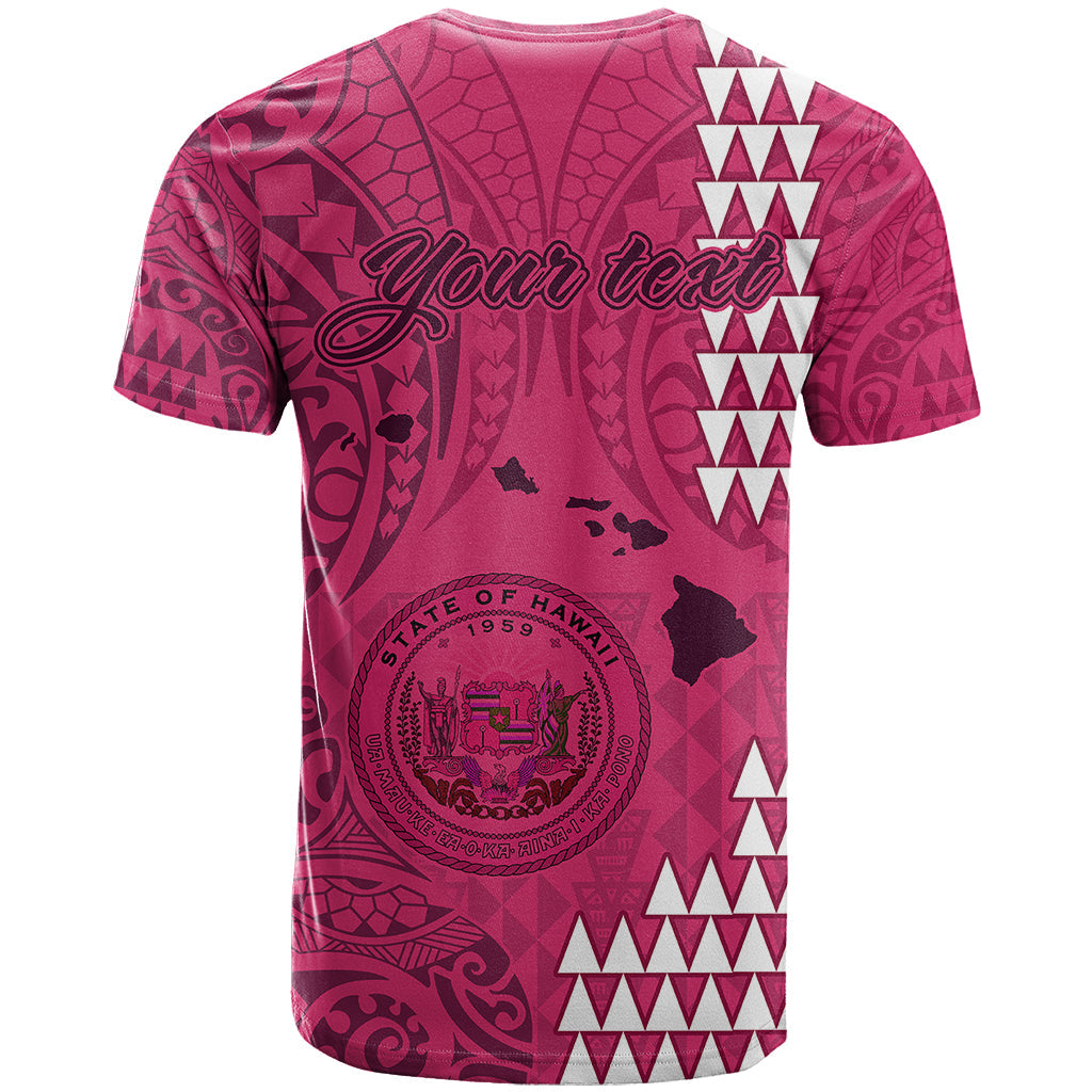 Personalised Maui Island T-Shirt Kakau Tribal Mixed Polynesian Pattern Pink Graphic Tee