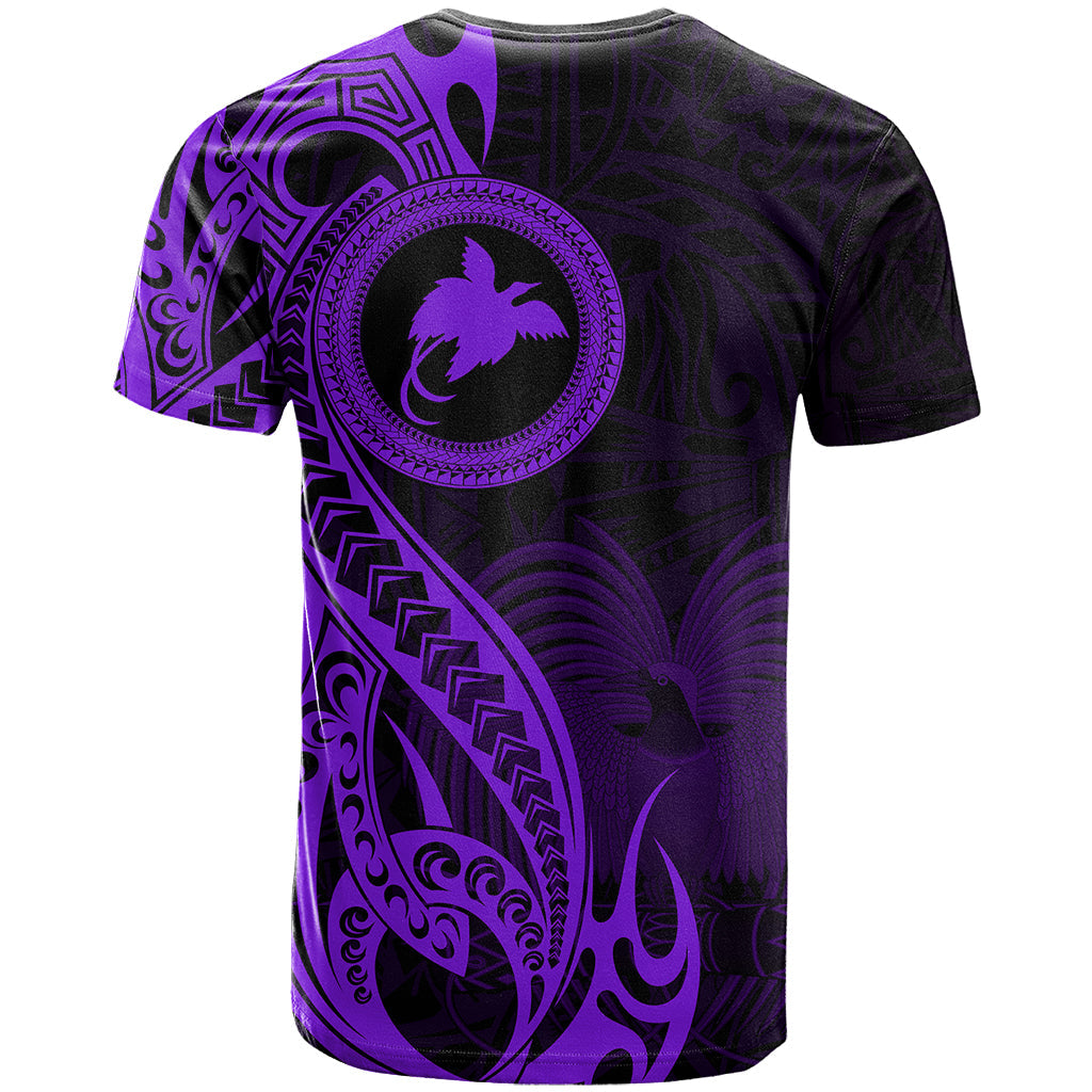 Papua New Guinea Island T-Shirt Bird of Paradise with Purple Polynesian Tribal Graphic Tee
