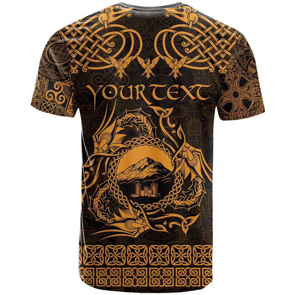 Personalized Caernarfonshire Sir Gaernarfon T-Shirt Gold Castle Tower Celtic-inspired Graphic Tee