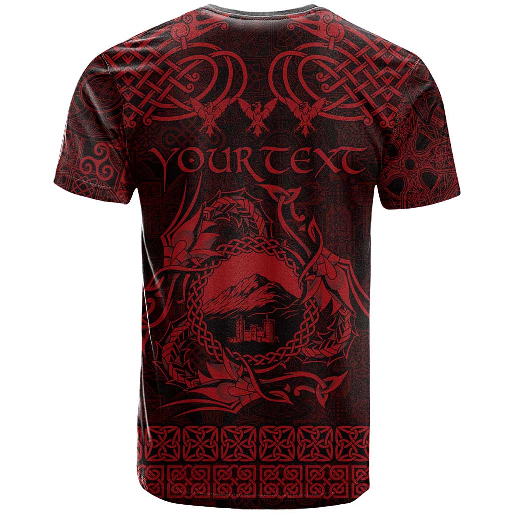 Personalized Caernarfonshire Sir Gaernarfon T-Shirt Red Castle Tower Celtic-inspired Graphic Tee