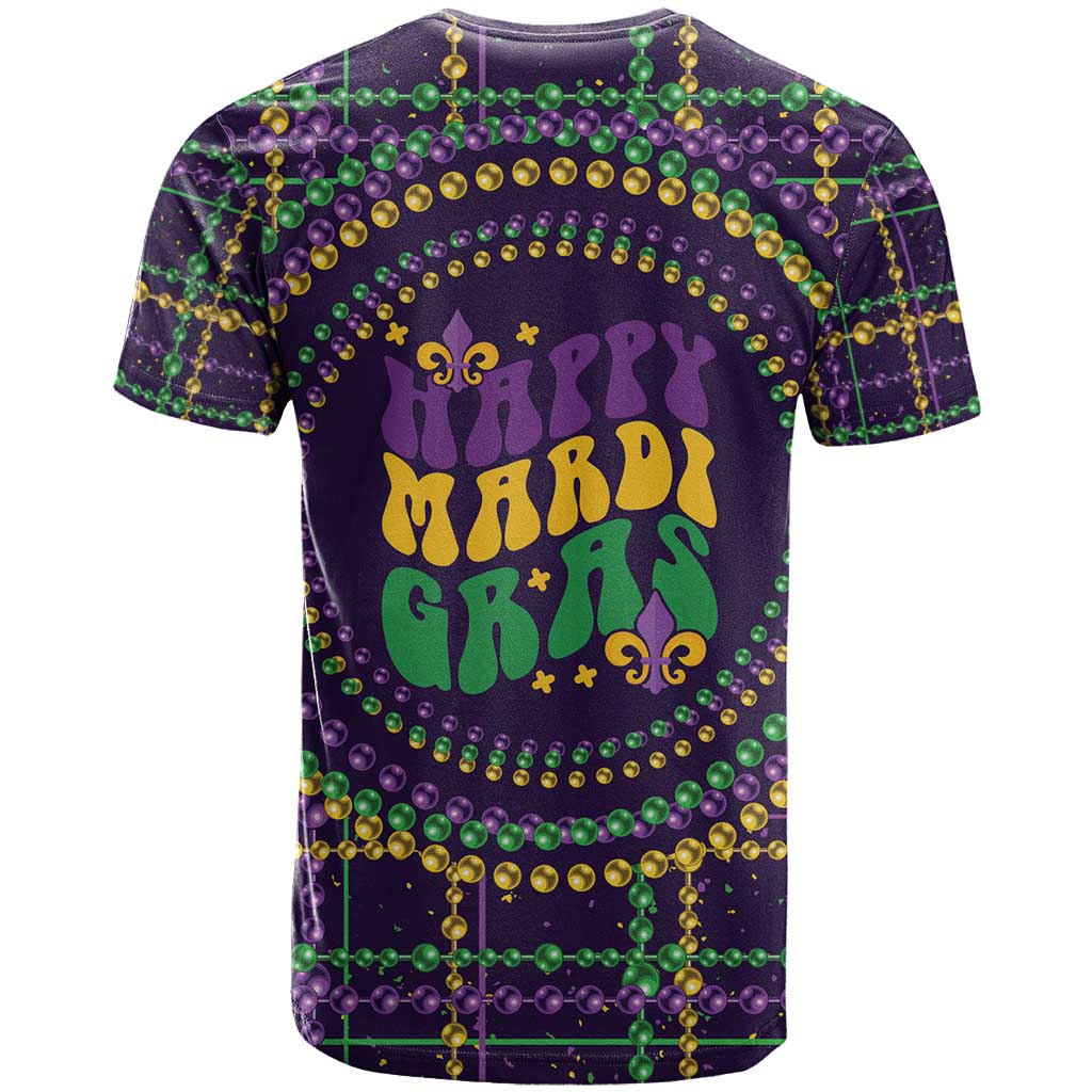 Mardi Gras Gnome T-Shirt Beads Fleur de lis Symbol Graphic Tee