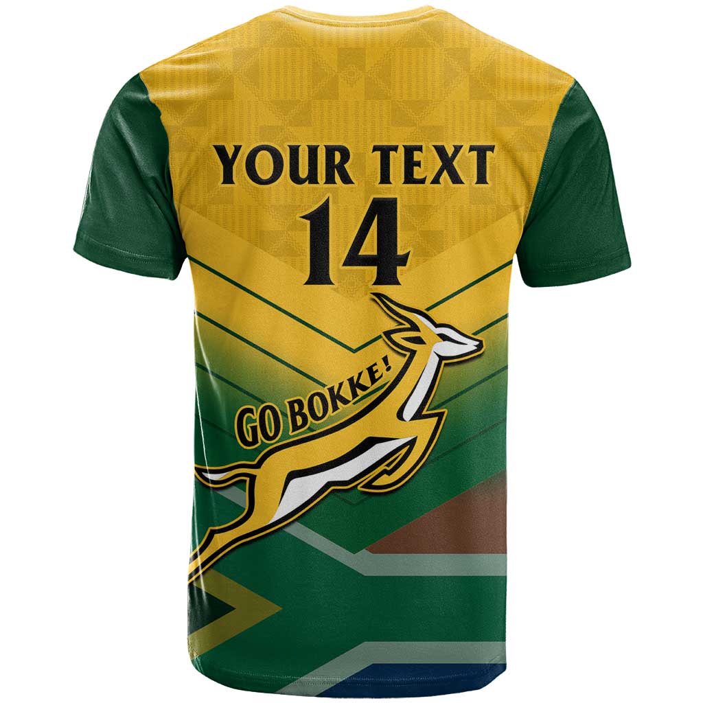 Custom South Africa Rugby T-Shirt Springboks Go Champions African Pattern Graphic Tee