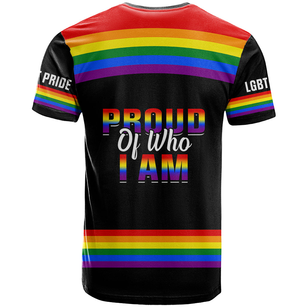 Pride Month LGBT T-Shirt Proud Of Who I Am Black Graphic Tee