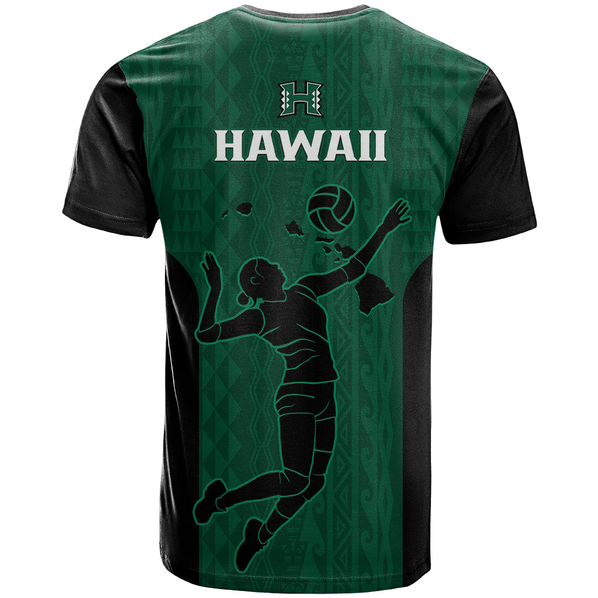 Hawaii VolleybT-Shirt Hawaiian Kakau Green Style Graphic Tee