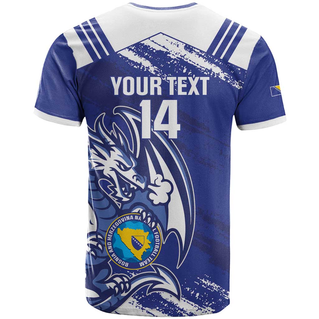 Bosnia and Herzegovina Football Custom T-Shirt Go Zmajevi Mi smo uz vas Blue Version Graphic Tee