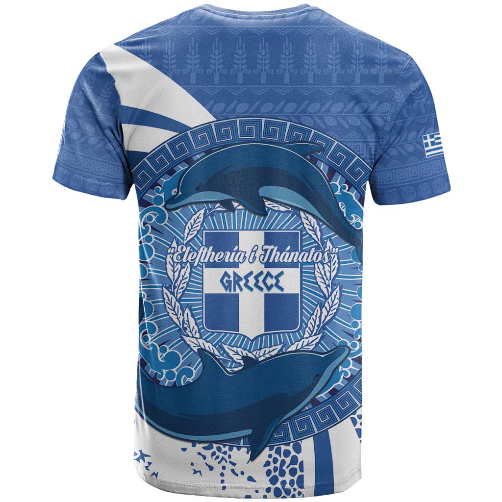 Greece Independence Day T-Shirt Greek Pattern With Dolphins Graphic Tee