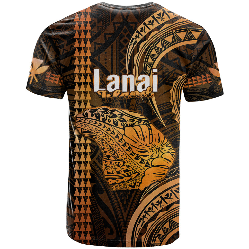 Polynesian Hawaiian Islands T-Shirt Lani Map Gold Kanaka With Kakau Graphic Tee