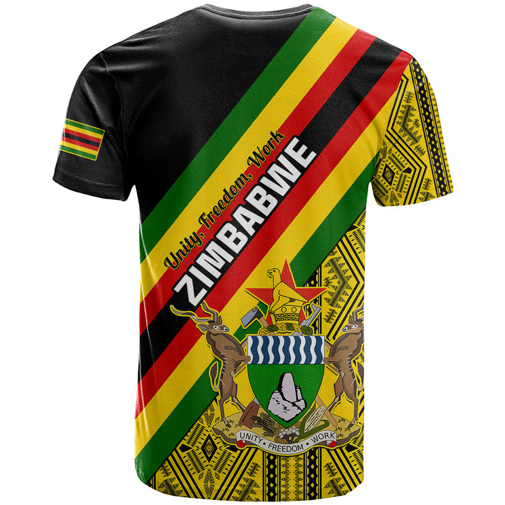 Zimbabwe T-Shirt African Pattern With Flag Style Graphic Tee