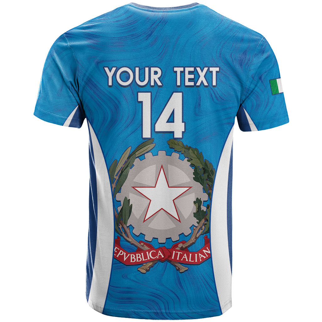Custom Italy Football T-Shirt 2024 Gli Azzurri Marble Pattern Graphic Tee