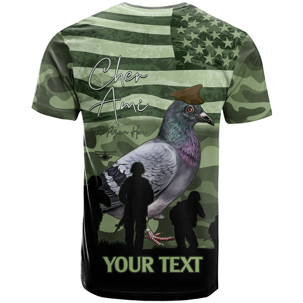 Personalized USA Cher Ami T-Shirt Lest We Forget Pigeon Hero Graphic Tee