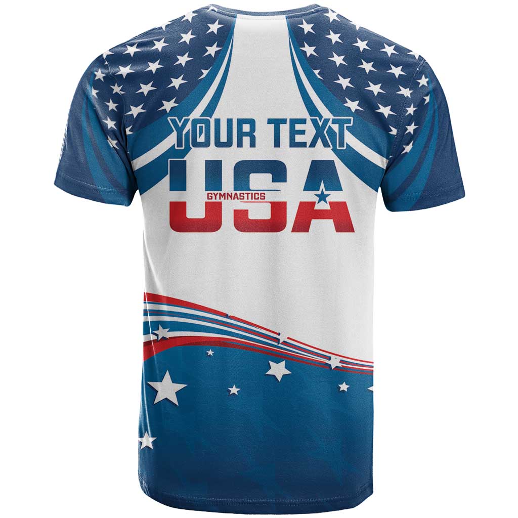 Personalized USA Gymnastics T-Shirt 2024 United States Flag Curve Style Graphic Tee