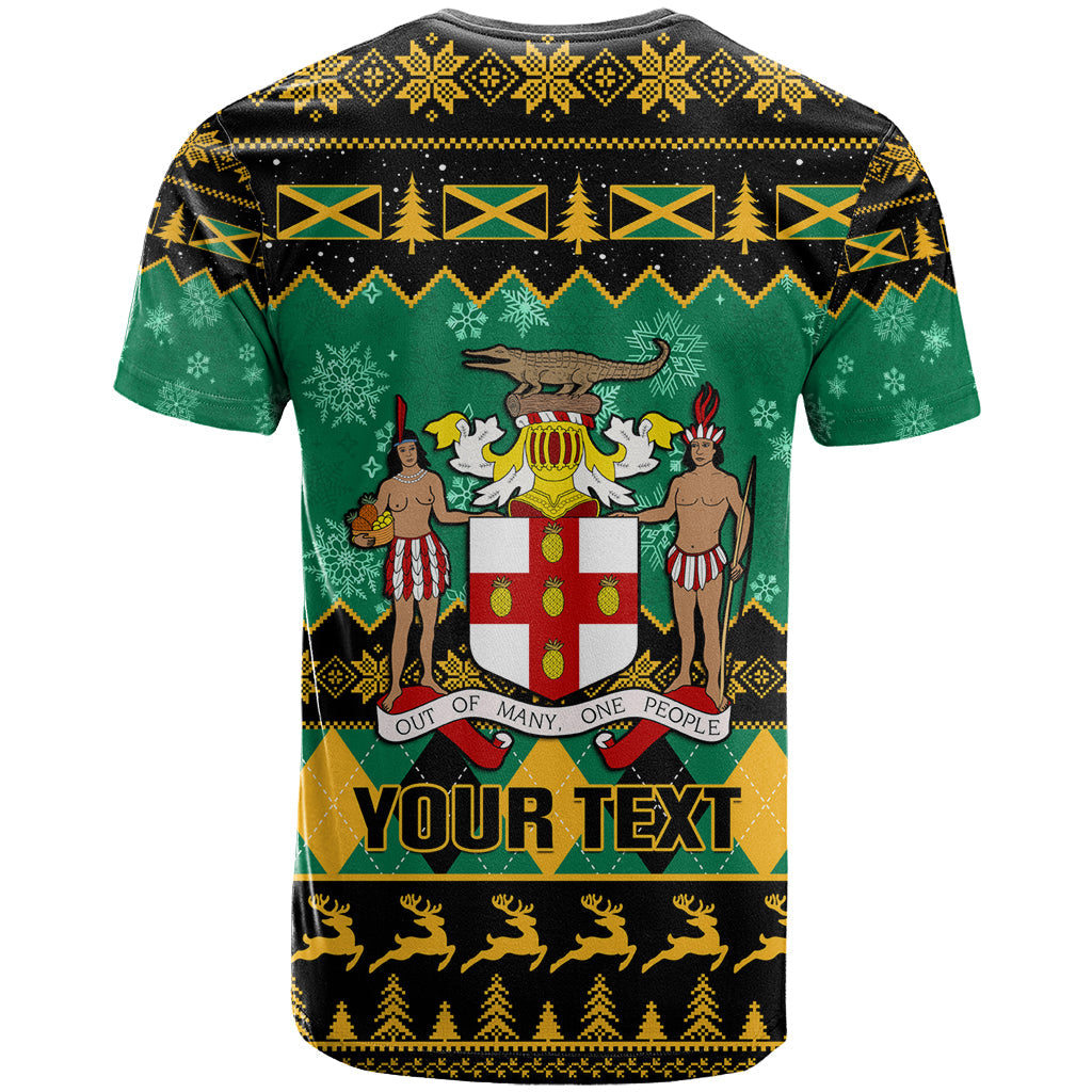 Personalised Jamaica Christmas T-Shirt Jamaican Coat Of Arms Xmas Vibes Graphic Tee