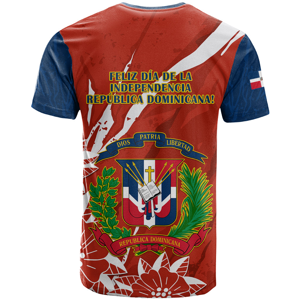 Dominican Republic Independence Day T-Shirt Coat Of Arms With Bayahibe Rose Graphic Tee