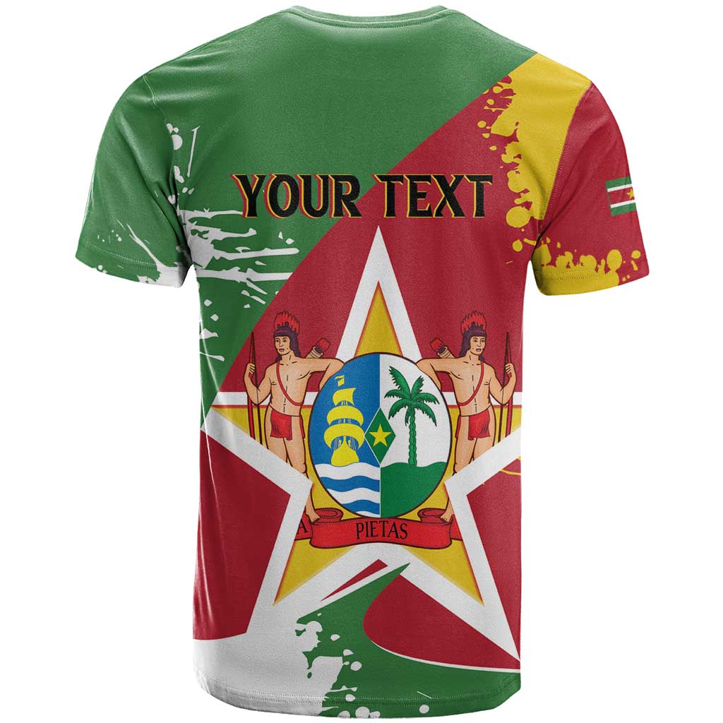 Personalized Suriname Independence Day T-Shirt Coat Of Arms - Flag Style Graphic Tee