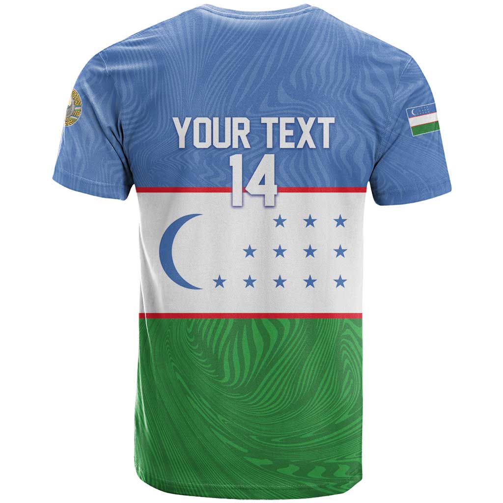 Uzbekistan Football Custom T-Shirt Come On White Wolves Flag Style Graphic Tee