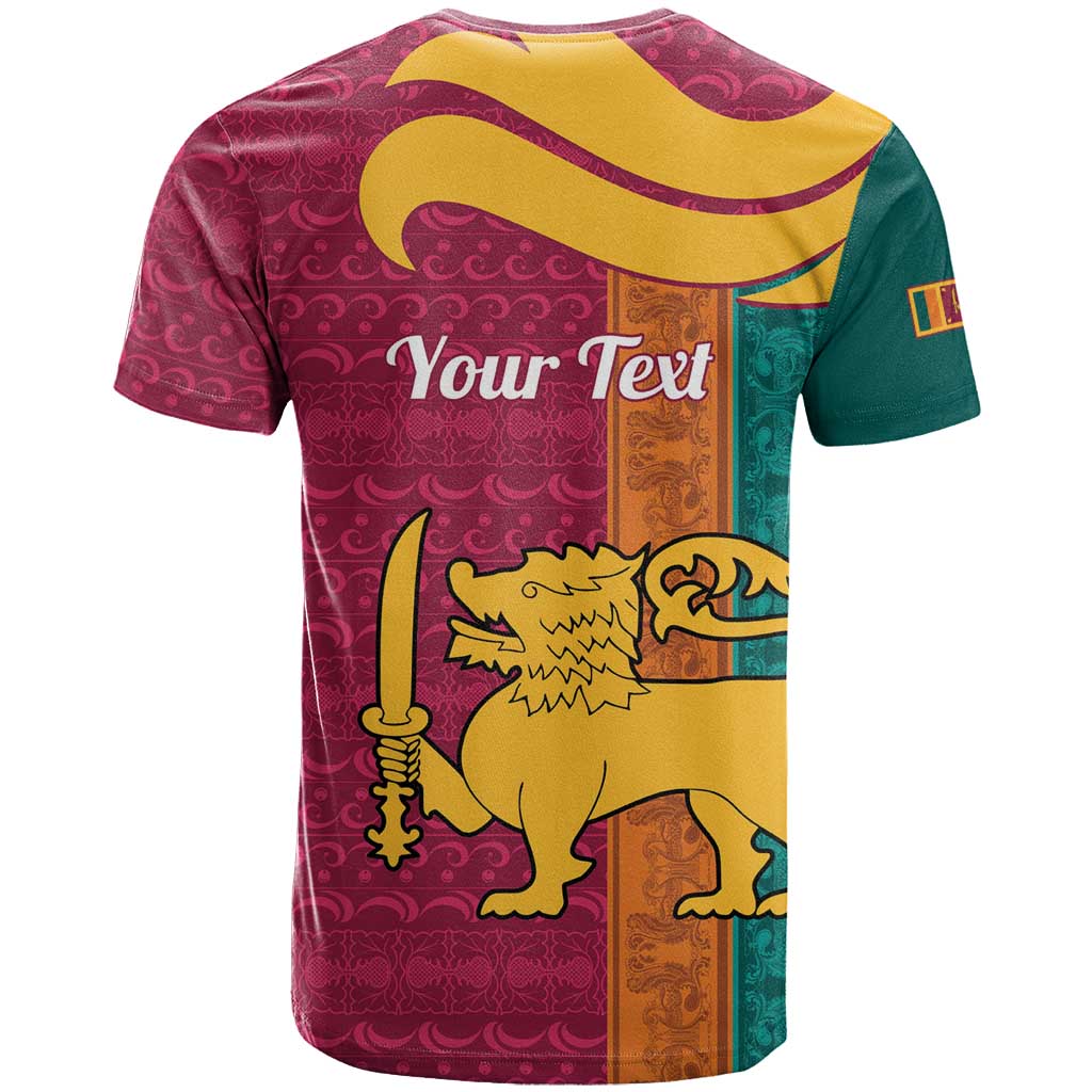 Sri Lanka Independence Day T-Shirt Sri Lankan Lion Mix Sinhalese Pattern Graphic Tee