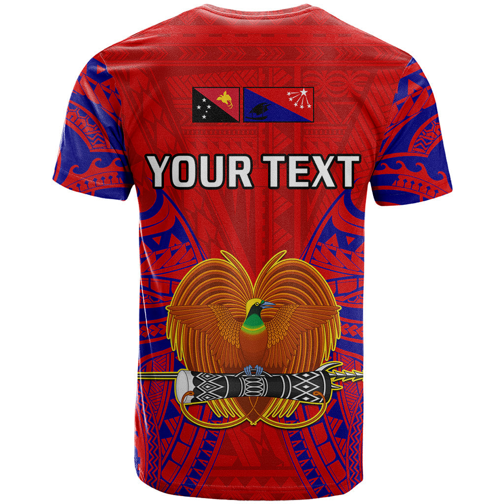 Custom Papua New Guinea T-Shirt Central Province Mix Coat Of Arms Polynesian Art Graphic Tee