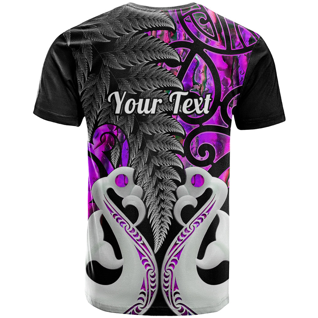 Personalised New Zealand T-Shirt Te Manaia Mangopare Maori And Fern Purple Style Graphic Tee