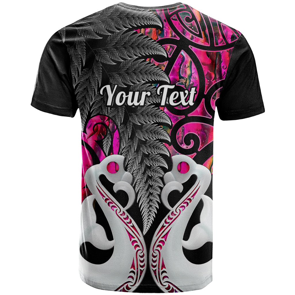 Personalised New Zealand T-Shirt Te Manaia Mangopare Maori And Fern Pink Style Graphic Tee