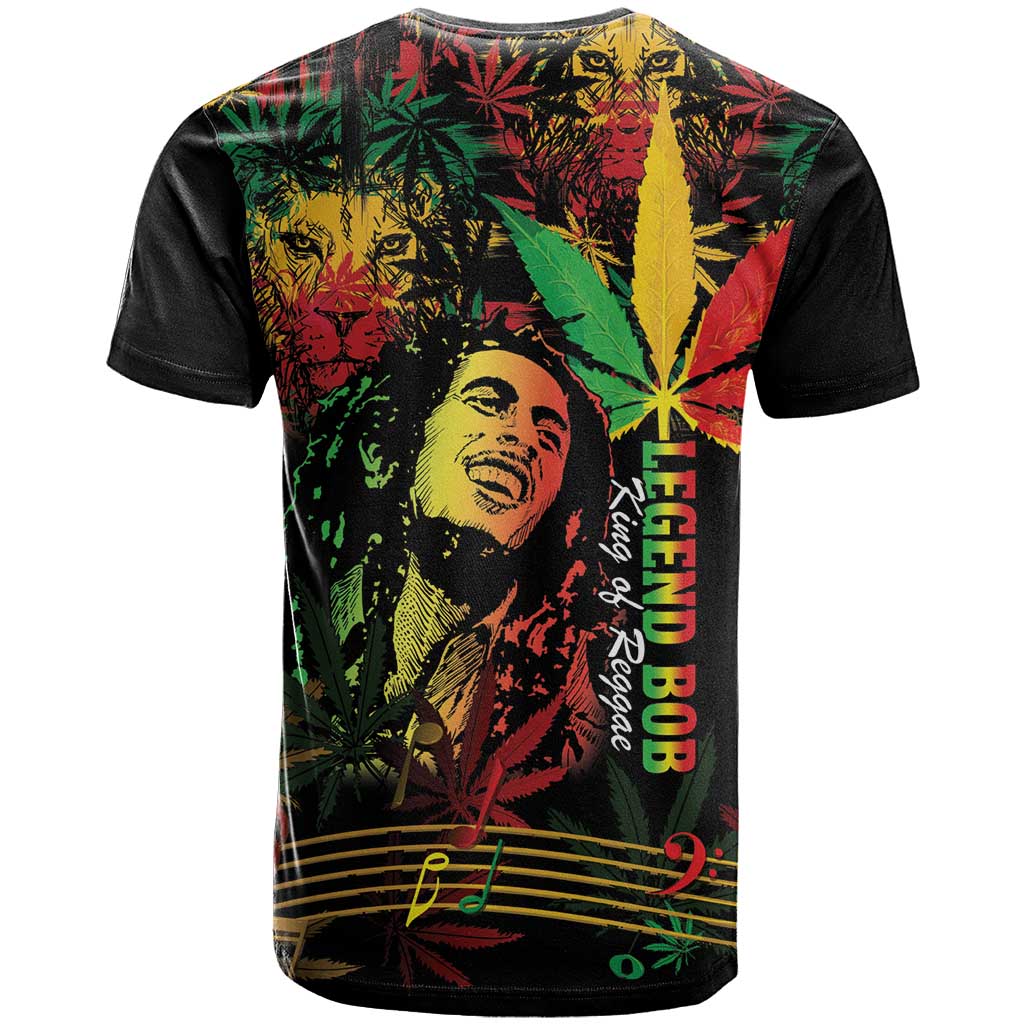 King Of Reggae Legend Bob T-Shirt Rasta Cannabis Graphic Tee