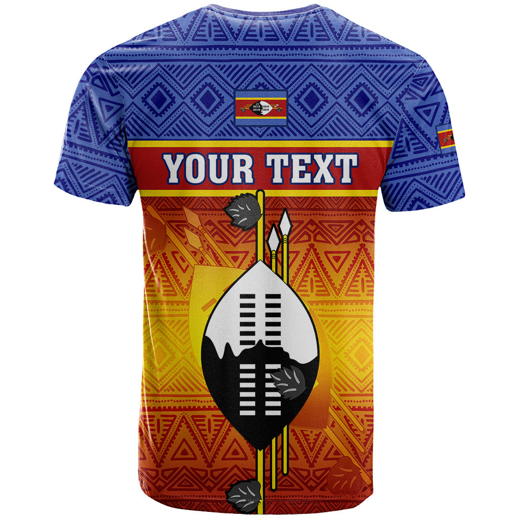 Personalised Eswatini Independence Day T-Shirt Swaziland Nguni Shield Gradient African Pattern Graphic Tee