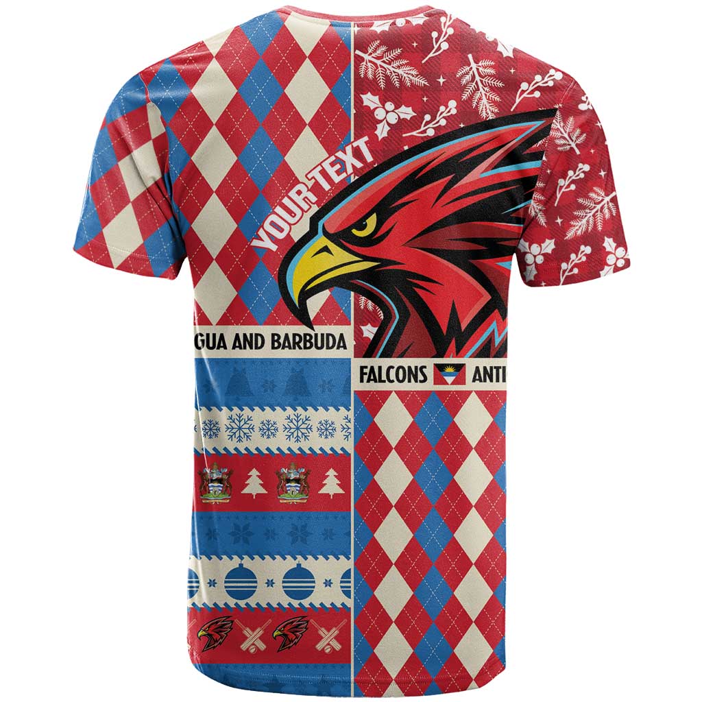 Personalized Antigua & Barbuda Cricket Christmas T-Shirt Merry Xmas Falcons Graphic Tee