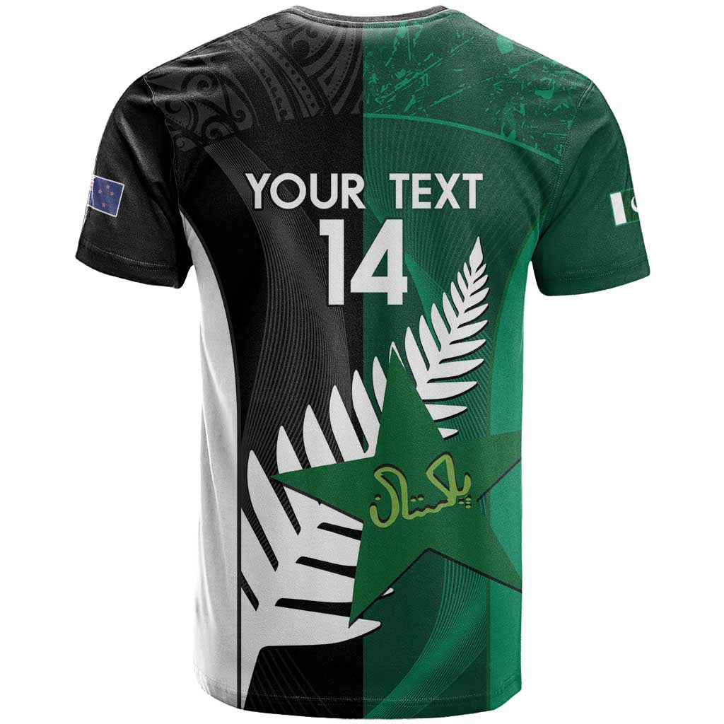Custom New Zealand And Pakistan Cricket T-Shirt 2025 Black Cap Shaheens Together Graphic Tee