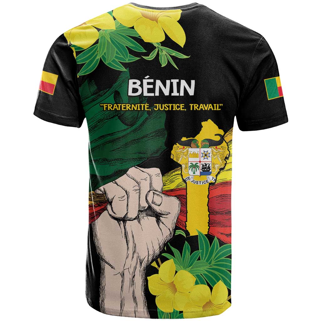 Benin National Day T-Shirt Happy 64th Independence Anniversary Yellow Allamanda Graphic Tee