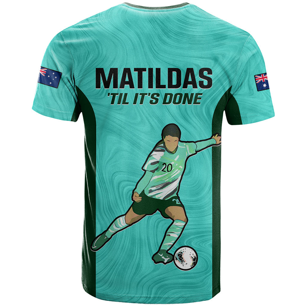Australia Soccer T-Shirt Sam Kerr Matildas Proud World Cup Turquoise Graphic Tee