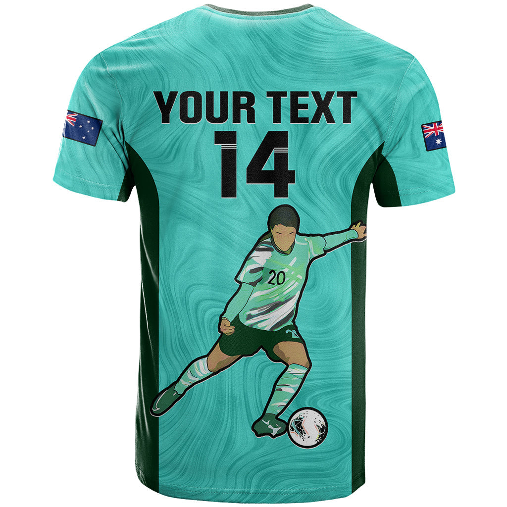 Custom Australia Soccer T-Shirt Sam Kerr Matildas Proud World Cup Turquoise Graphic Tee