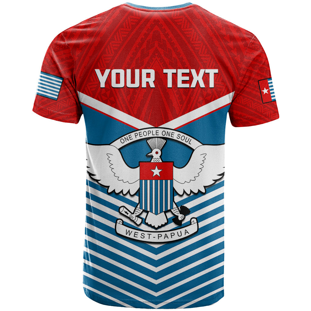 Custom West Papua T-Shirt Coat Of Arms And Morning Star Flag Graphic Tee