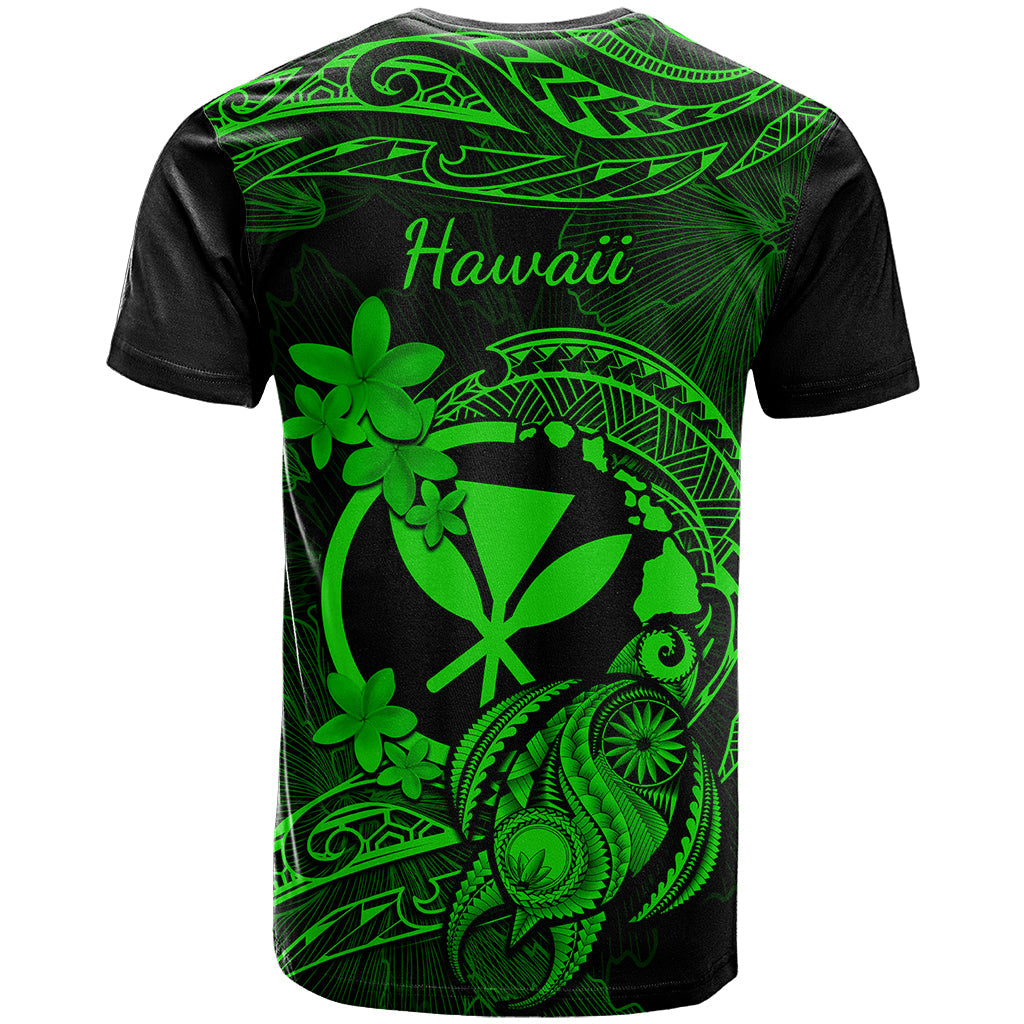 Hawaii T-Shirt Turtle Mix Polynesian Plumeria Green Version Graphic Tee
