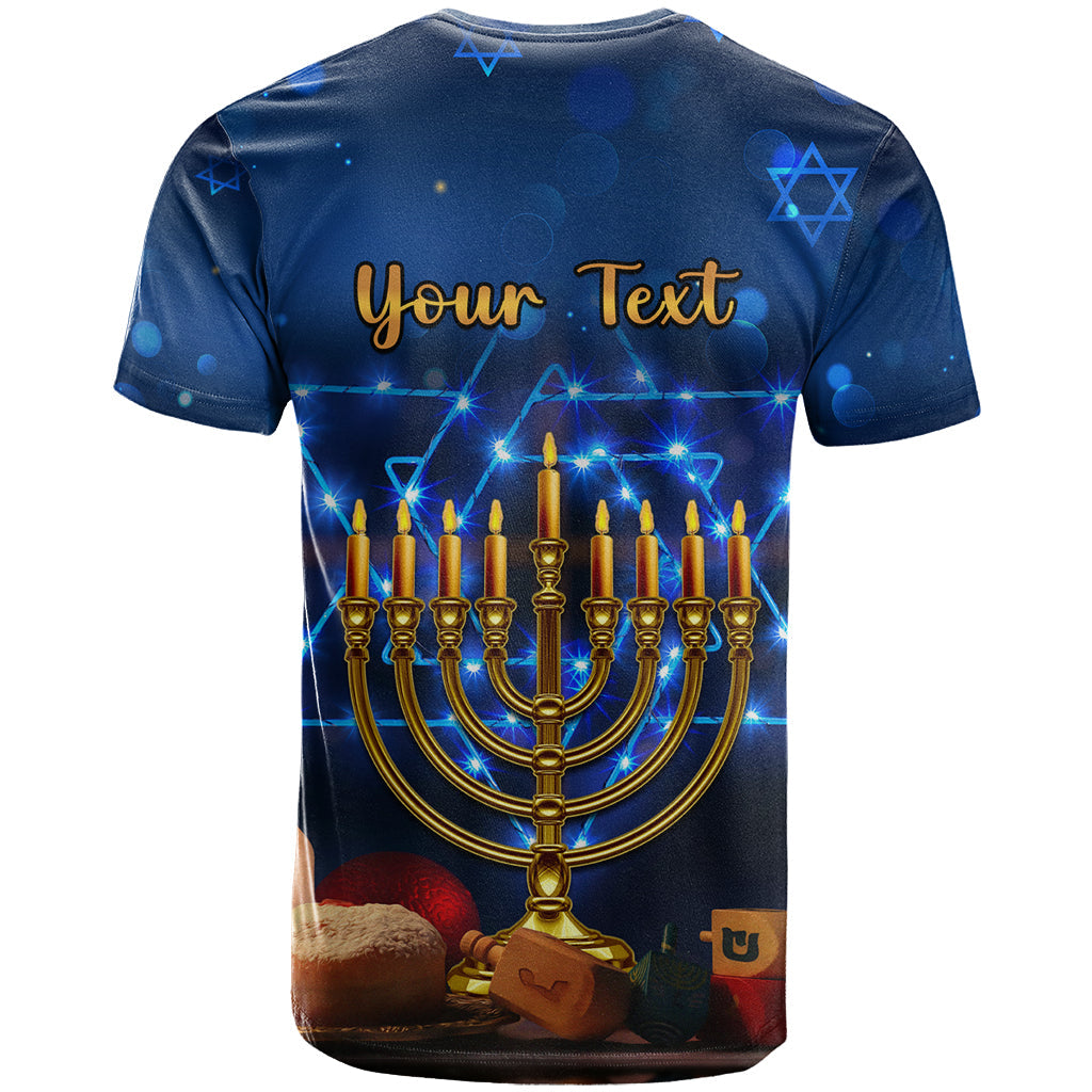 Personalised Hanukkah T-Shirt Menorah Happy Jewish Holiday Graphic Tee