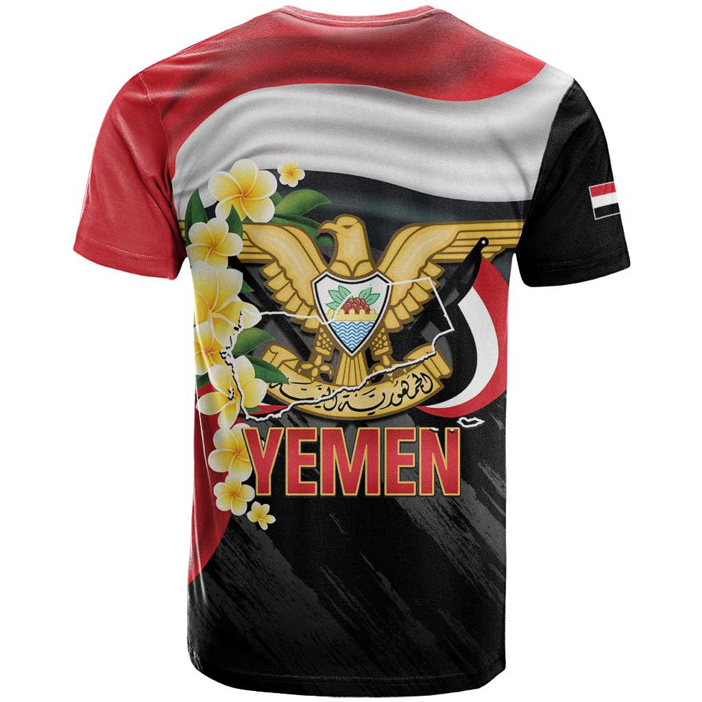 Yemen Unification Day T-Shirt Coat Of Arms With Frangipani Graphic Tee