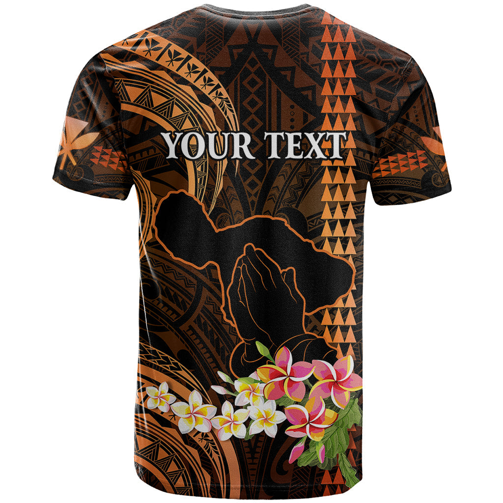 Personalised Hawaii T-Shirt Pray For Maui Hawaiian Plumeria Be Strong Gold Verison Graphic Tee