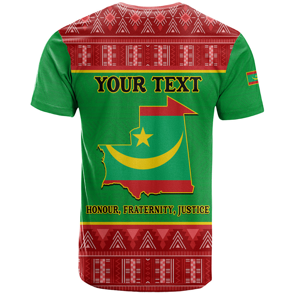 Personalised Mauritania Independence Day T-Shirt Mauritanian Map Mix African Pattern Graphic Tee