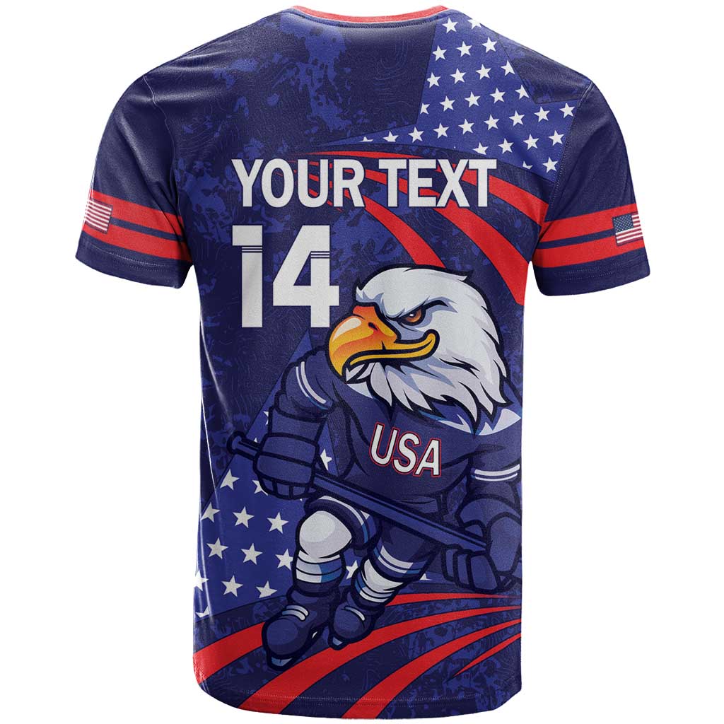 Custom USA Ice Hockey T-Shirt United States Eagle Mascot Graphic Tee