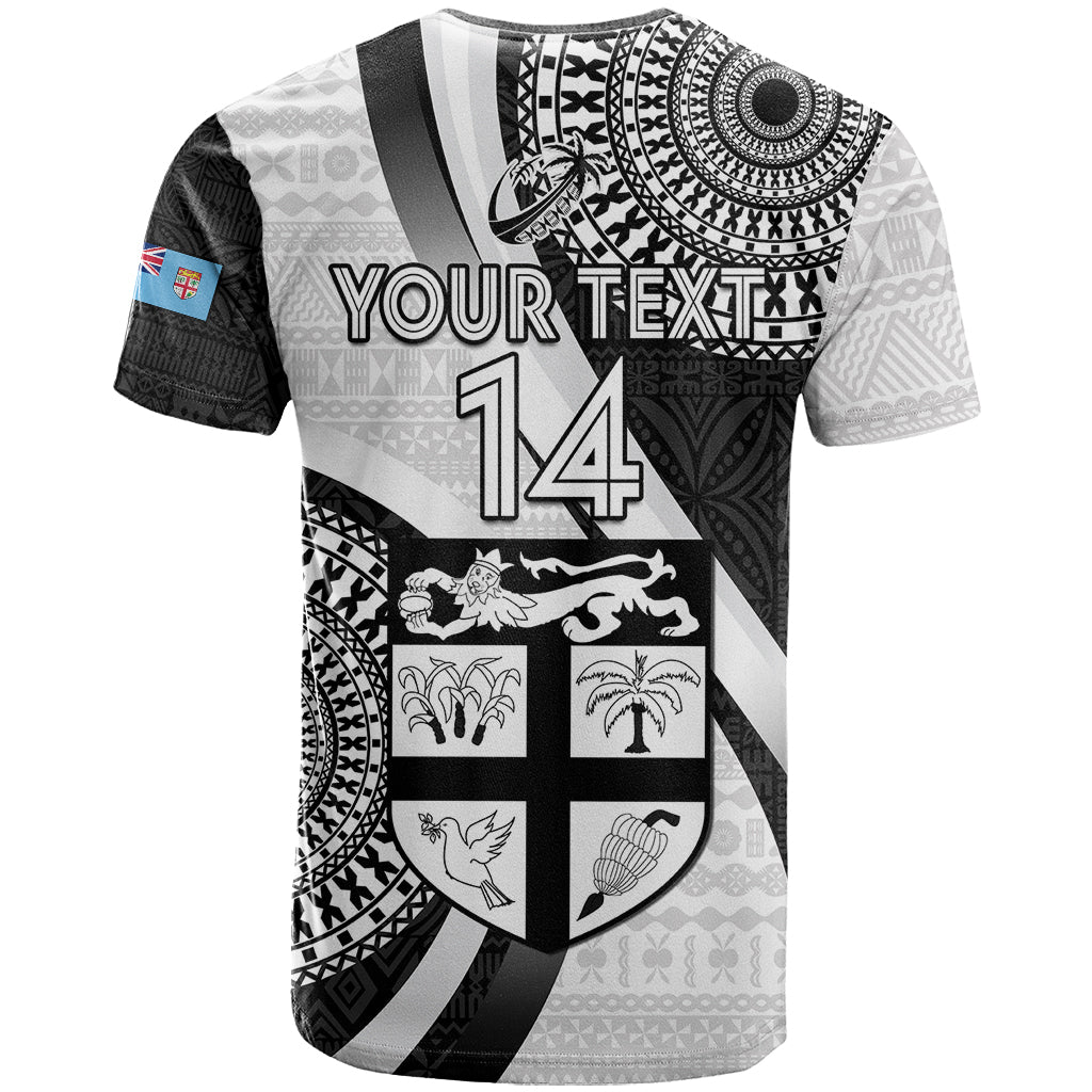 Custom Fiji Rugby T-Shirt World Cup Go Champions Fijian Tapa Black Version Graphic Tee